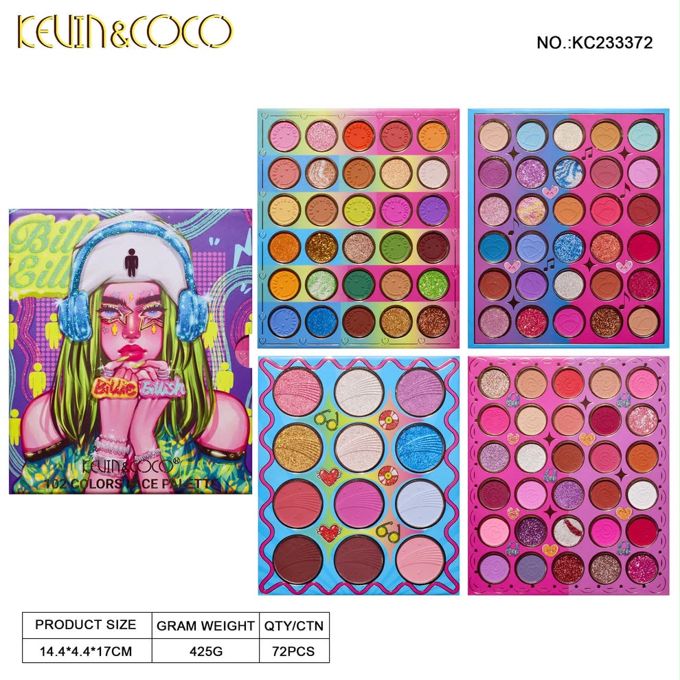 Paleta De Sombras Billie Ellish 102 tonos - Kevin & Coco 